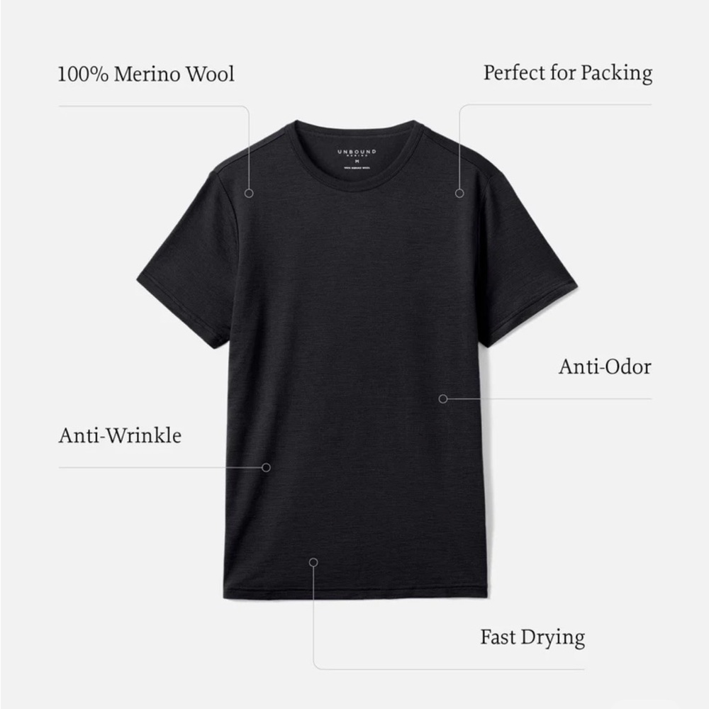 Outlier Black Merino Wool Short Sleeve Tee